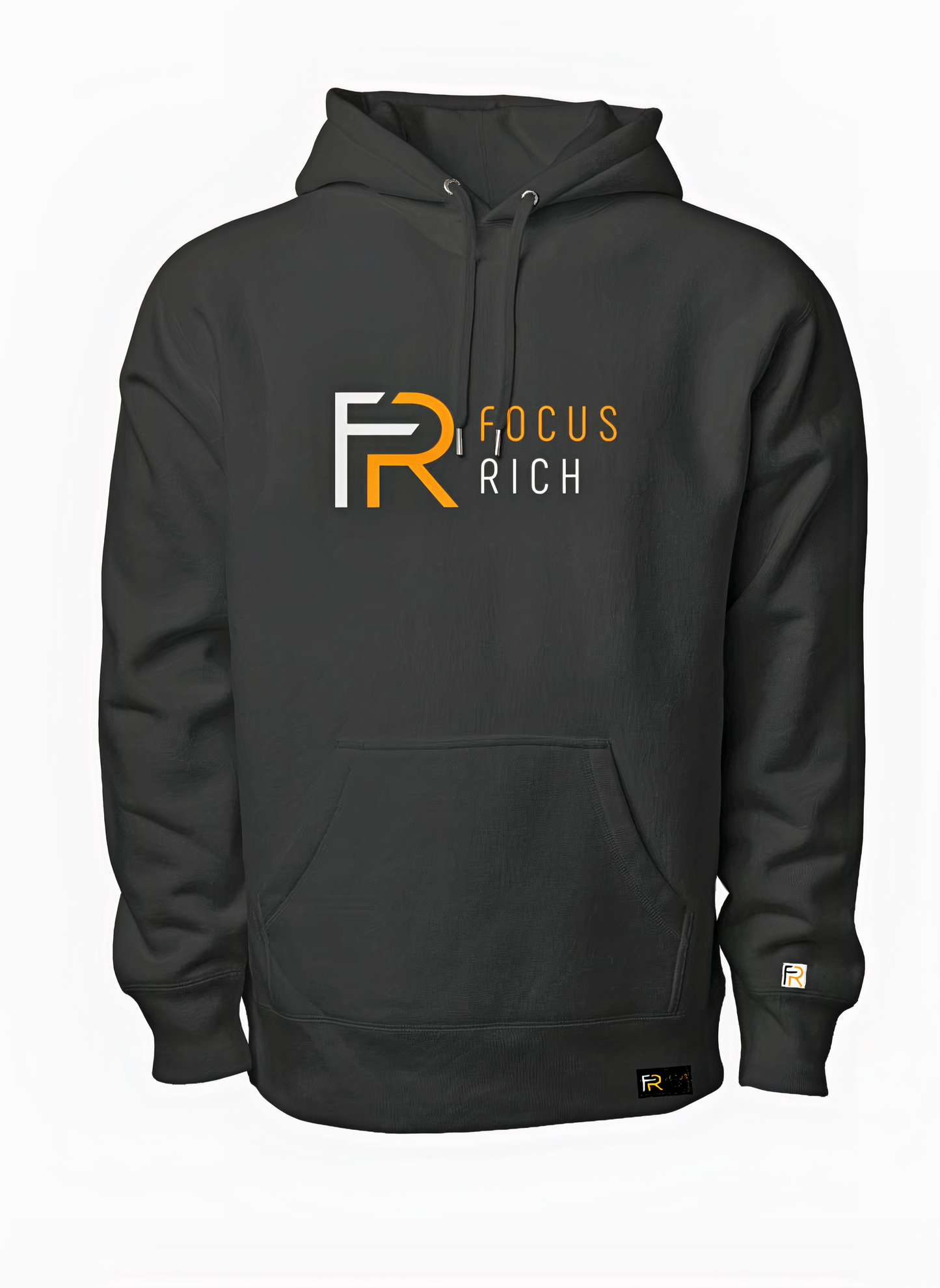 Focus Rich Clothing Classic Embroidered Logo Hoodie in Black