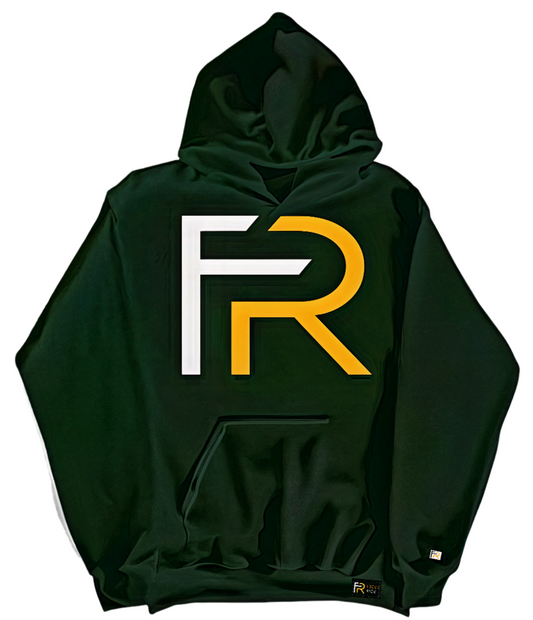 Focus Rich Clothing Black Hybrid Hoodie with FR Symbol and Emoji Logos 