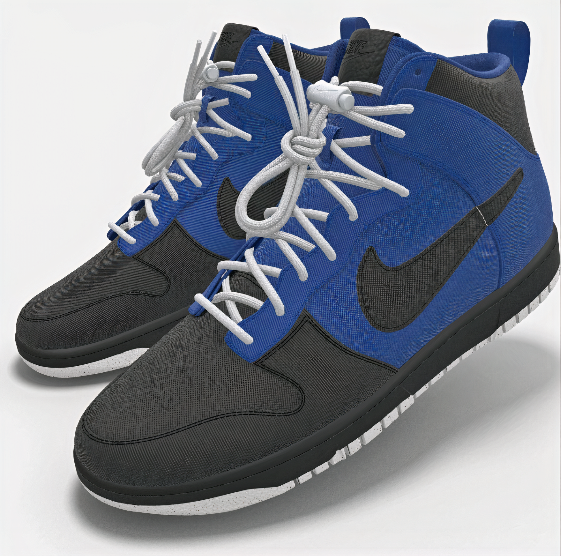 Nike x Focus Rich Clothing Air Focus Dunks in blue and black with "FOCUS" lettering on the back heel – limited collab sneaker
